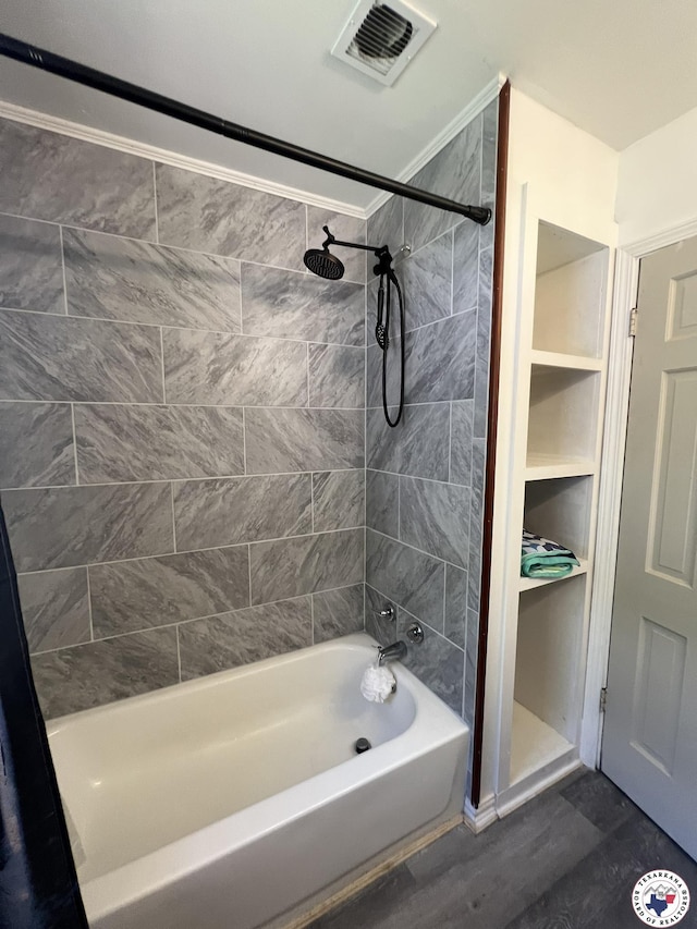 4320 Jefferson Ave, Texarkana, AR 71854 - full bath featuring tub / shower combination, crown molding, and wood finished floors