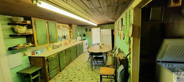 interior space with sink and wooden ceiling