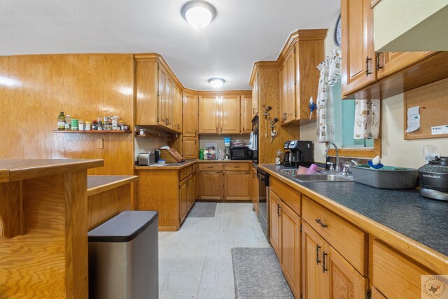 kitchen with sink and black appliances