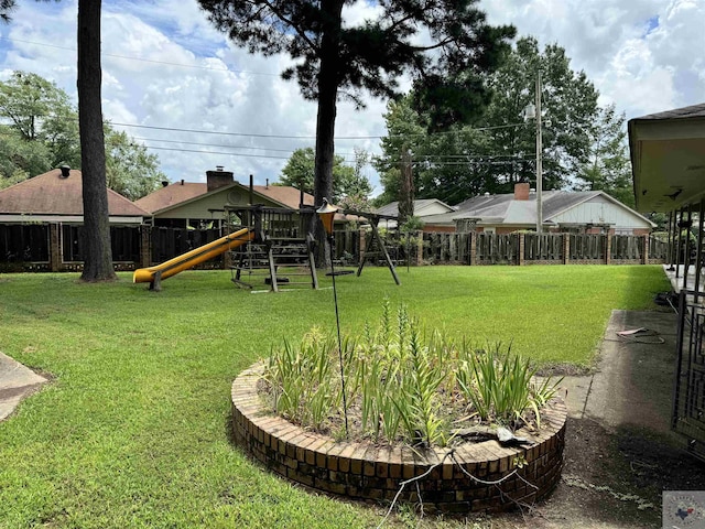 view of yard featuring a playground