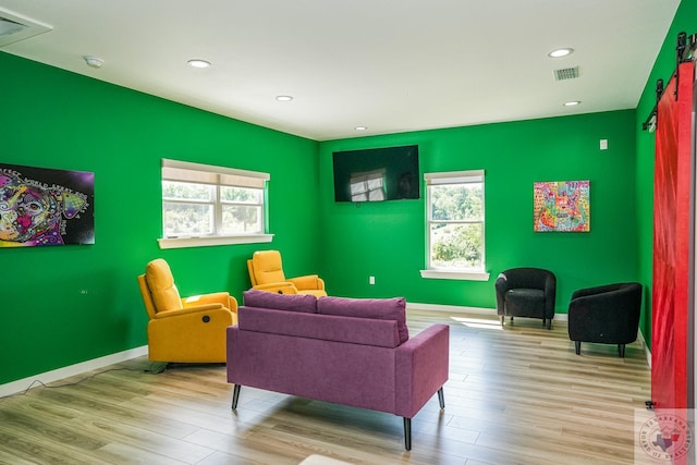 living room featuring light wood-type flooring