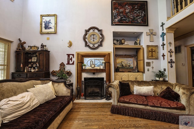 living room featuring light wood-type flooring