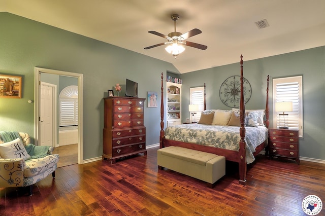 7215 N Richland Dr, Texarkana, TX 75503 - bedroom featuring wood-type flooring, baseboards, ceiling fan, and visible vents