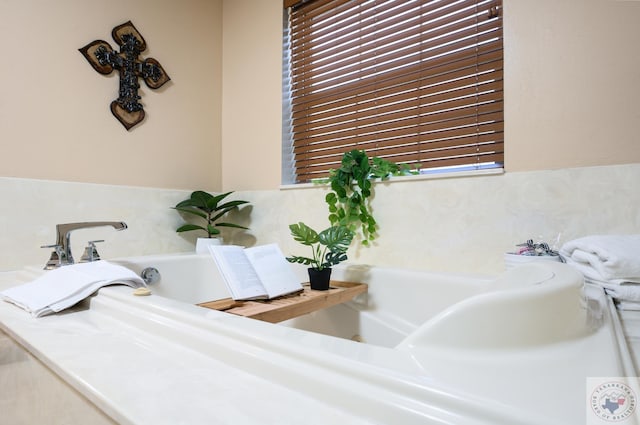 full bathroom with a garden tub