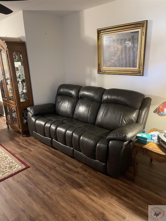 living room with hardwood / wood-style flooring