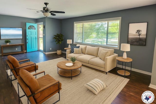 5105 Tennessee Rd, Texarkana, AR 71854 - living room featuring wood finished floors and ceiling fan