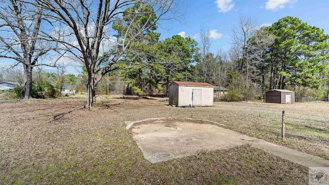 view of yard with a storage unit and an outdoor structure