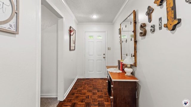 201 Larkspur Ln, Wake Village, TX 75501 - entryway featuring ornamental molding and a textured ceiling