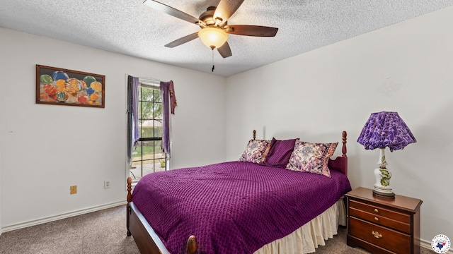 201 Larkspur Ln, Wake Village, TX 75501 - carpeted bedroom featuring a textured ceiling and ceiling fan