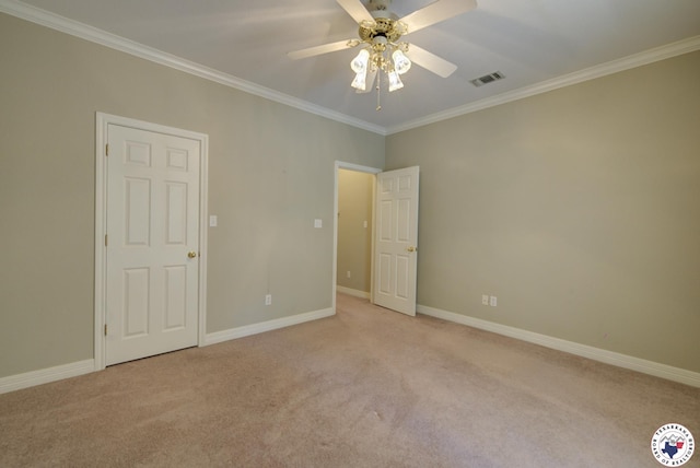 6903 Cherrybark Cir, Texarkana, AR 71854 - unfurnished bedroom with light carpet, ornamental molding, and ceiling fan