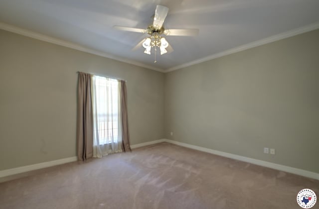 6903 Cherrybark Cir, Texarkana, AR 71854 - carpeted spare room featuring crown molding and a ceiling fan