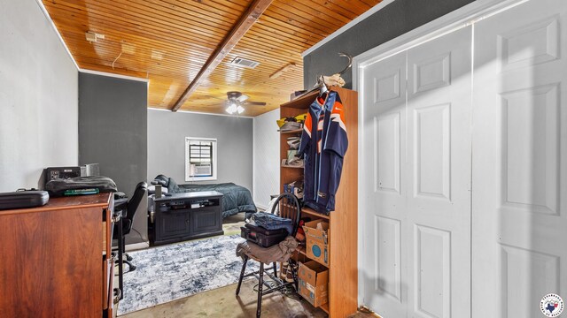 interior space with a ceiling fan
