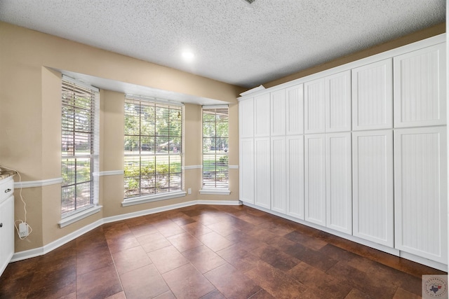 unfurnished room with a healthy amount of sunlight and a textured ceiling