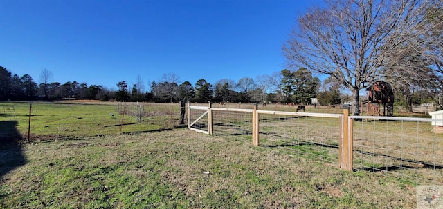 view of yard with a rural view