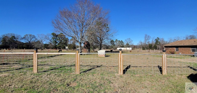 view of yard with a rural view