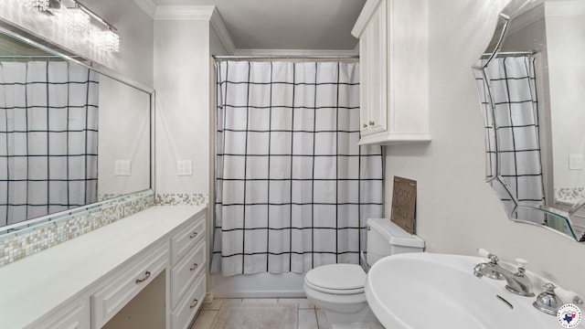 10 High Point Dr, Texarkana, TX 75503 - full bathroom with crown molding, tile patterned floors, and backsplash