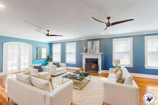 1203 Grand Ave, Texarkana, AR 71854 - living area with a ceiling fan, crown molding, and wood finished floors