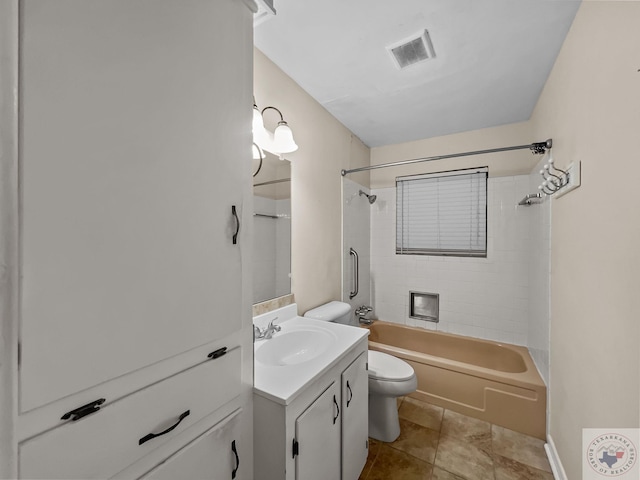 full bathroom with vanity, toilet, and shower / bath combination