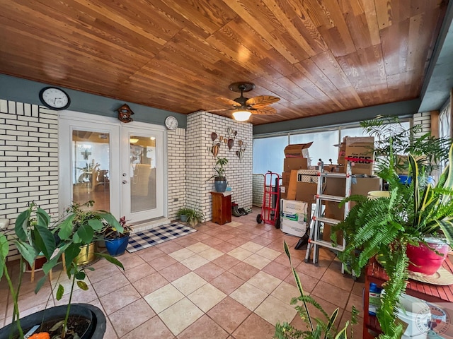 view of patio / terrace with ceiling fan and french doors