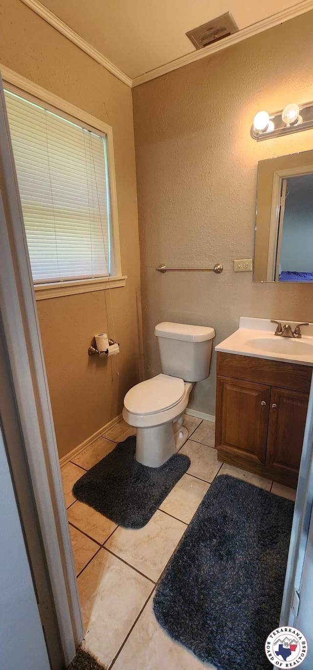 3507 Belmont Ave, Texarkana, AR 71854 - bathroom with ornamental molding, tile patterned flooring, and vanity