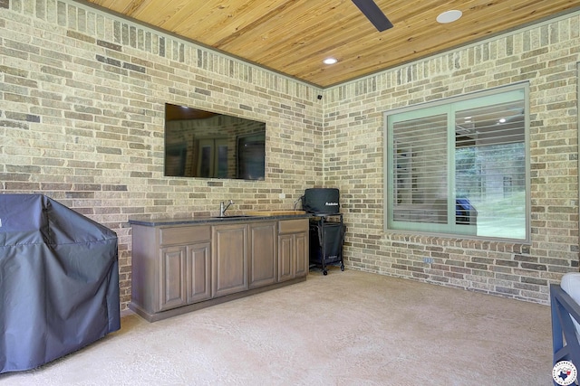 8907 River Ridge Drive, Texarkana, TX 75503 - view of patio / terrace featuring a ceiling fan, a sink, a grill, and area for grilling