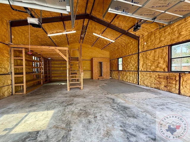 interior space with a garage door opener