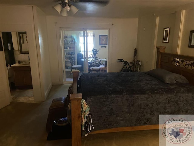 bedroom featuring ceiling fan