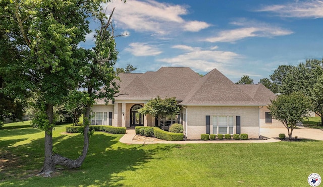 1067 Beaver Lake Dr, Texarkana, TX 75501 - view of front facade with a front lawn, brick siding, and roof with shingles