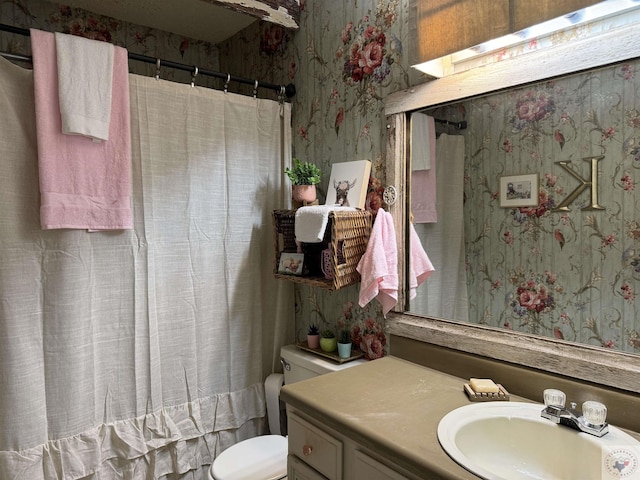 bathroom with toilet and vanity