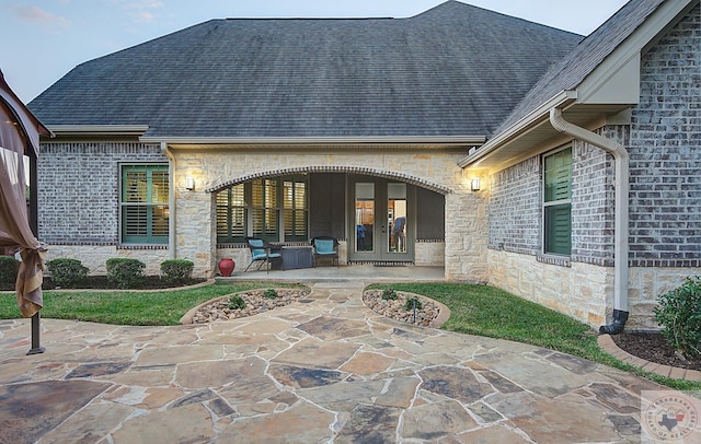 exterior space featuring french doors and a patio