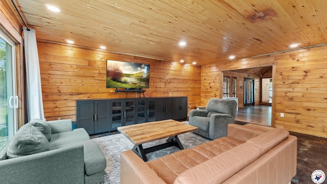 77 Big Rock Cir, Texarkana, AR 71854 - living area featuring recessed lighting, wood ceiling, and wood walls