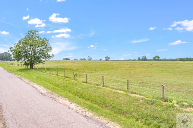 view of road with a rural view