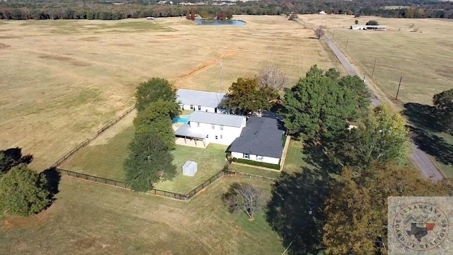 drone / aerial view with a rural view