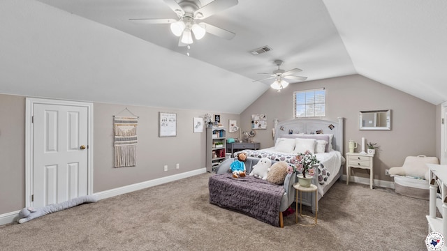 13 Whitney Cir, Texarkana, TX 75503 - carpeted bedroom featuring vaulted ceiling and ceiling fan