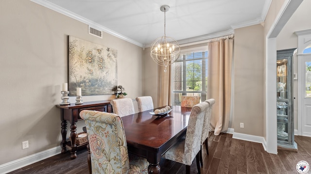 13 Whitney Cir, Texarkana, TX 75503 - dining room featuring a chandelier, dark wood-style floors, and ornamental molding