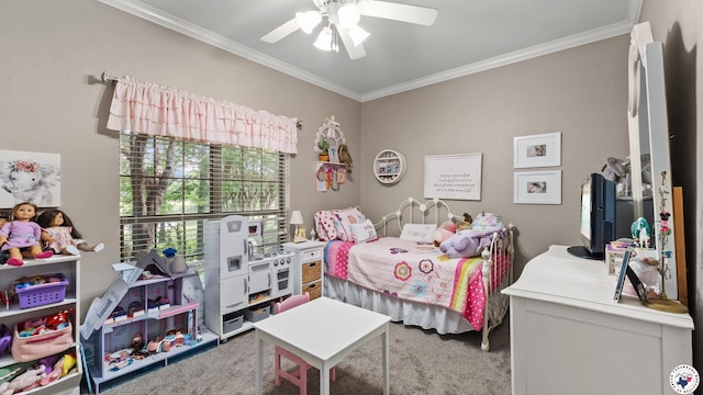 13 Whitney Cir, Texarkana, TX 75503 - bedroom with crown molding, carpet, and ceiling fan