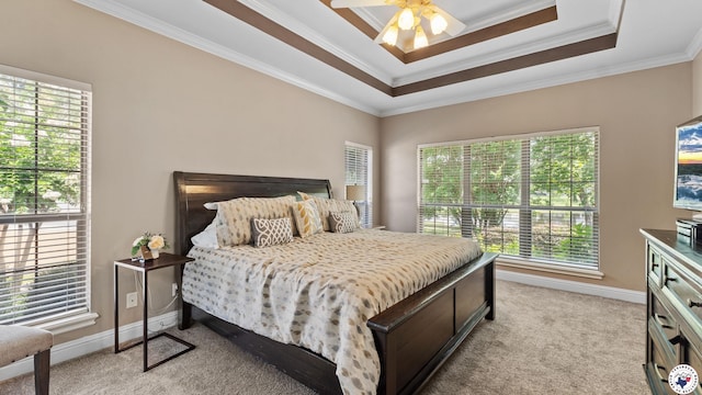13 Whitney Cir, Texarkana, TX 75503 - bedroom with crown molding, carpet floors, and a tray ceiling