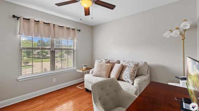 13 Whitney Cir, Texarkana, TX 75503 - sitting room featuring ceiling fan and wood finished floors