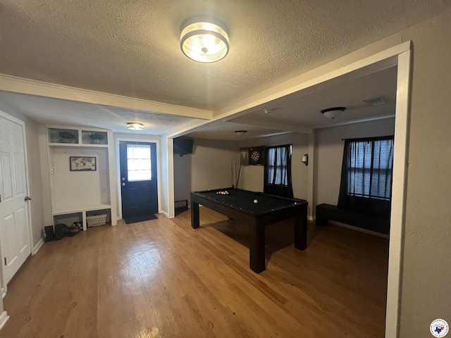 4801 Sanderson Ln, Texarkana, AR 71854 - rec room with wood finished floors, a textured ceiling, and billiards table