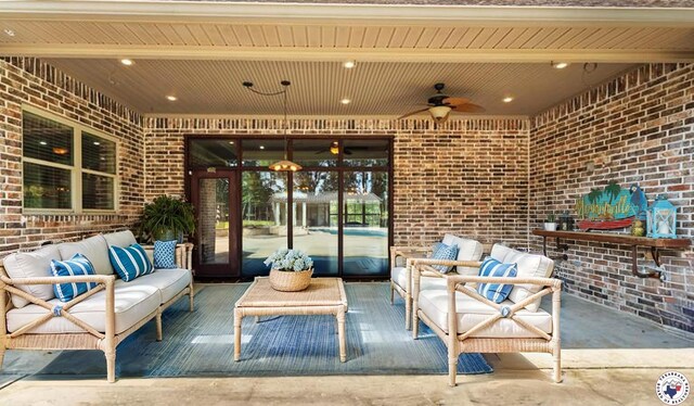 588 B K Pickering Dr, Texarkana, TX 75501 - view of patio / terrace featuring an outdoor living space and ceiling fan