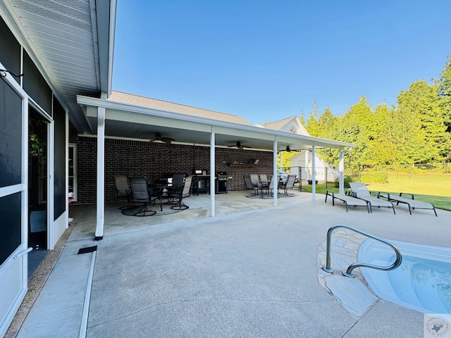 view of patio with ceiling fan