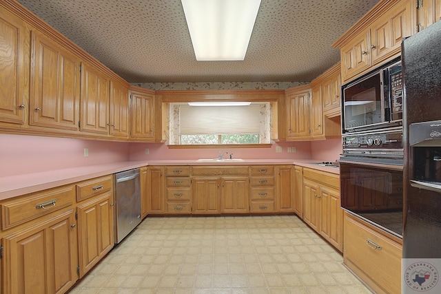 kitchen featuring sink and black appliances