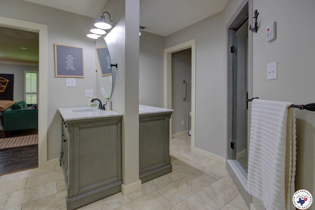 6 High Point Dr, Texarkana, TX 75503 - full bath with vanity, marble look tiles, ensuite bath, and a stall shower