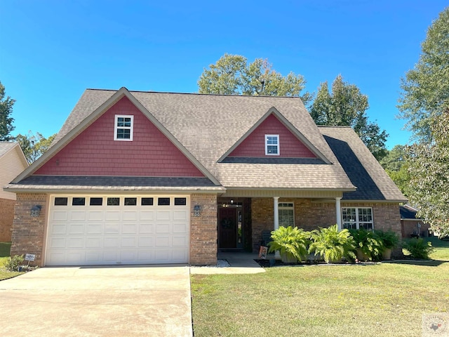 view of front of home featuring a garage and a front yard