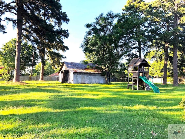 view of yard with a playground