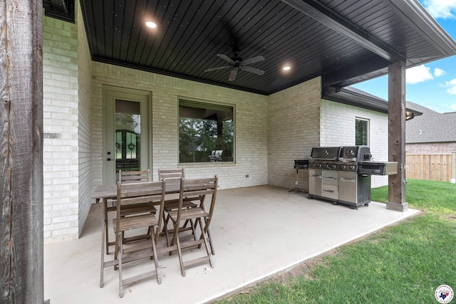 8409 Mandarin Cv, Texarkana, TX 75503 - view of patio / terrace featuring ceiling fan and a grill