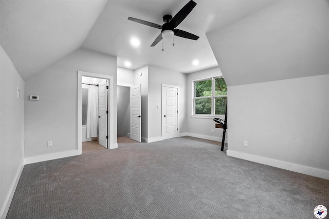 8409 Mandarin Cv, Texarkana, TX 75503 - unfurnished bedroom featuring lofted ceiling, carpet, baseboards, and ceiling fan