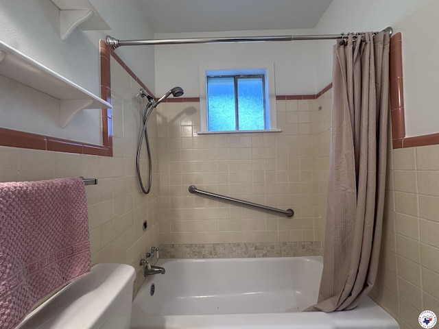 3706 Greenwood St, Texarkana, AR 71854 - full bathroom featuring tile walls and shower / tub combo with curtain