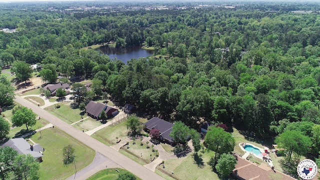 6632 Lakeridge Dr, Texarkana, TX 75503 - aerial view of property and surrounding area featuring a heavily wooded area and a large body of water