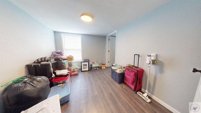 interior space with dark hardwood / wood-style floors